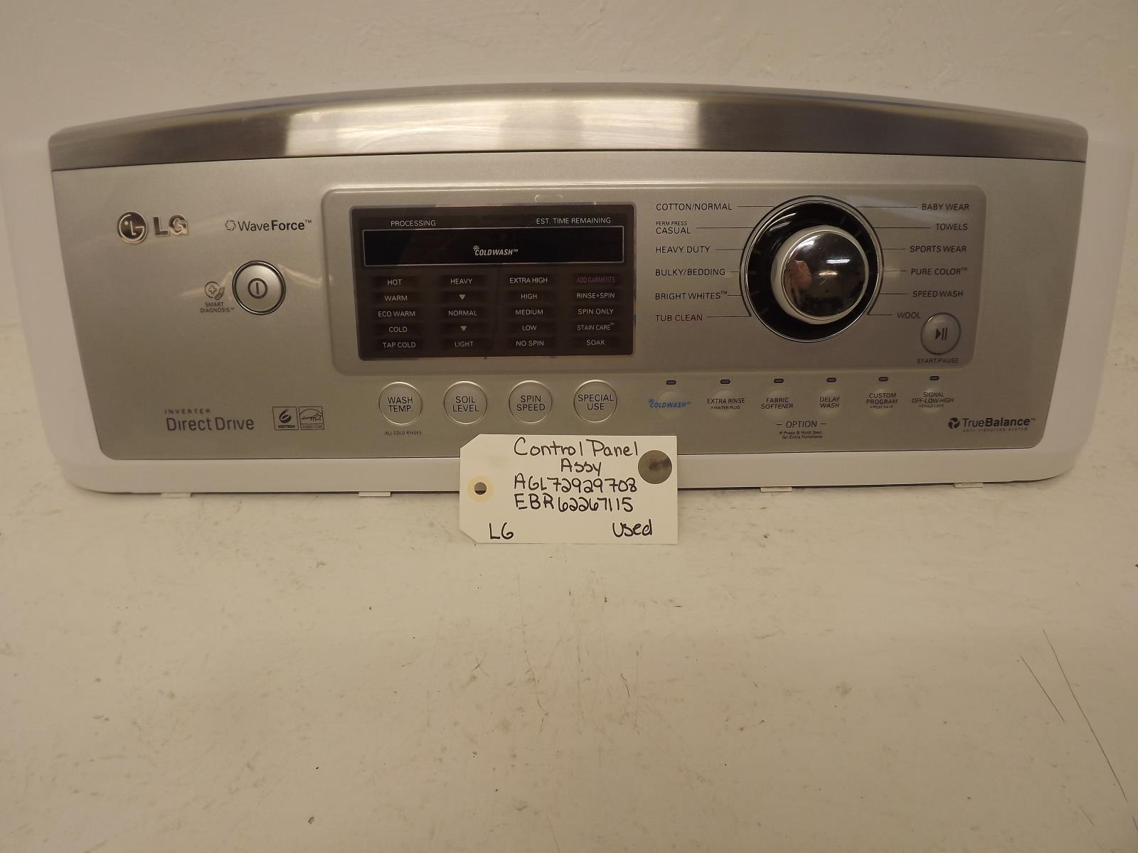 LG Washer AGL72929708 EBR62267115 Control Panel Assy Used LG Washer AGL72929708 EBR62267115 Control Panel Assy Used